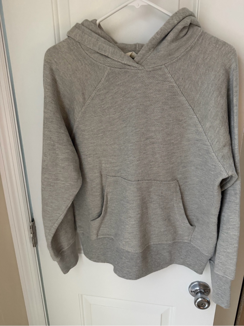 Free People Light Gray Hooded Pullover Sweatshirt